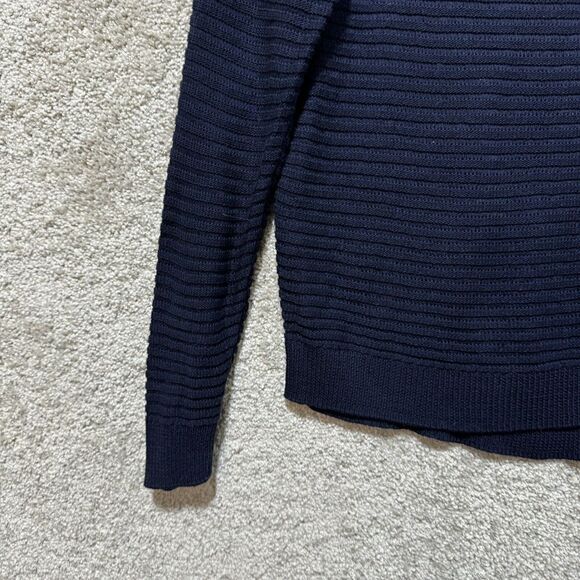Theory Sweater NWT Women's‎ Navy Ribbed Oversize Cotton Knit Crewneck Pullover - Picture 5 of 13